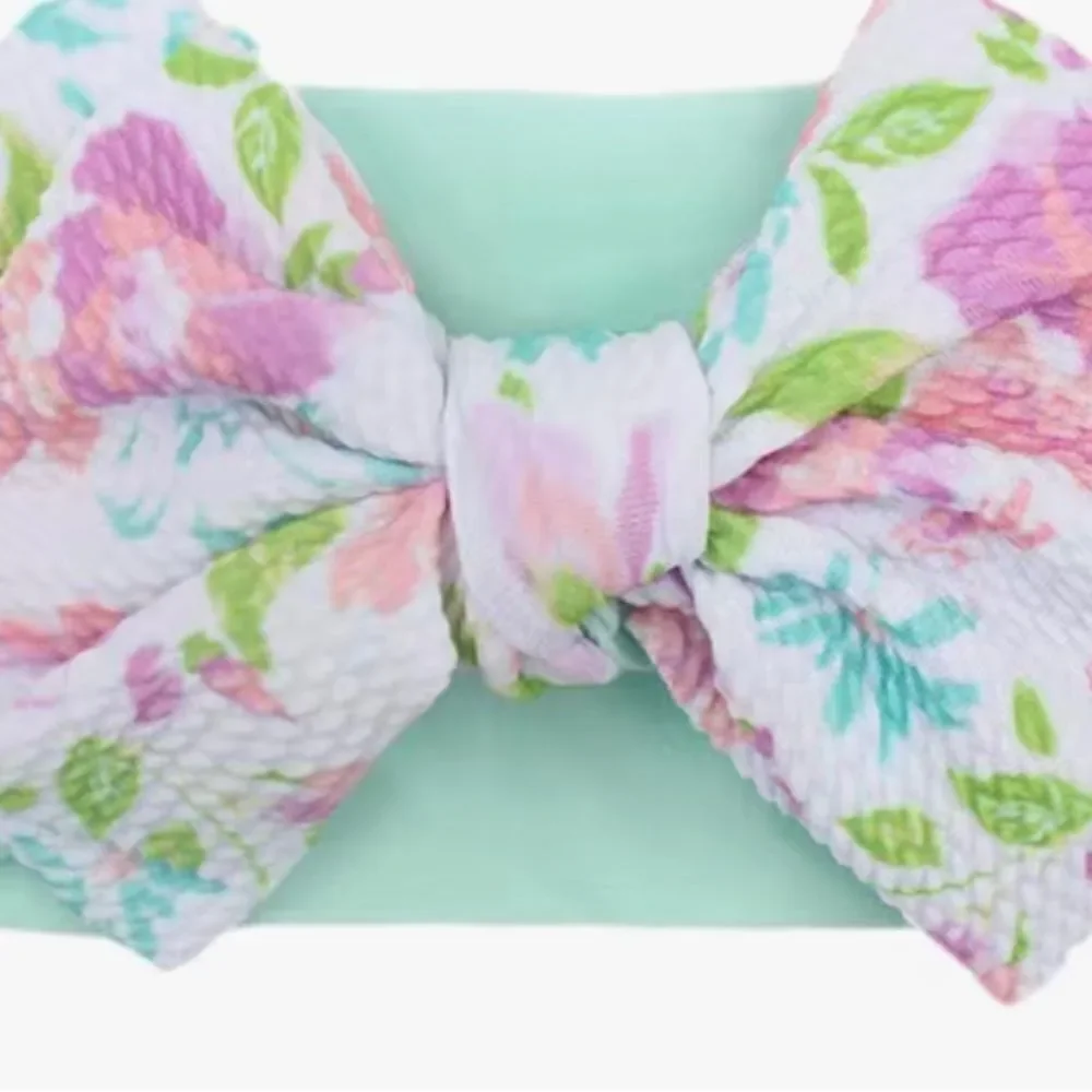 NWT - 2 Baby Toddler Headbands Hair-wraps Floral Flower Bows